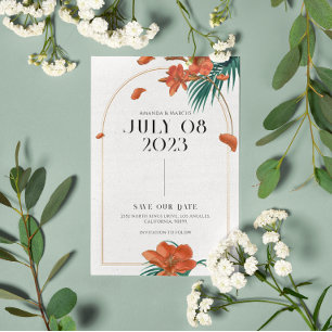 Fancy Tropische Bloemen Bruiloft - Save The Date Kaart