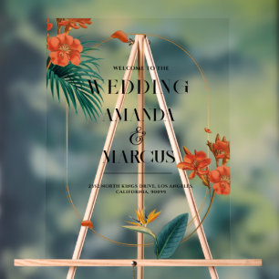 Fancy Tropische Bloemen Bruiloft Welkom Acryl Bord