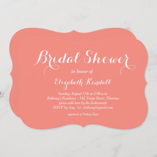 Fancy Type Shower Invitation (Devant / Derrière)