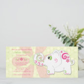 Fancy uitnodiging tot het Baby shower van olifante (Staand voorkant)