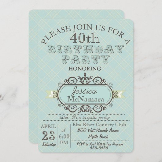 Fancy uitnodiging tot het indienen van een blauwe  (Voorkant / Achterkant)