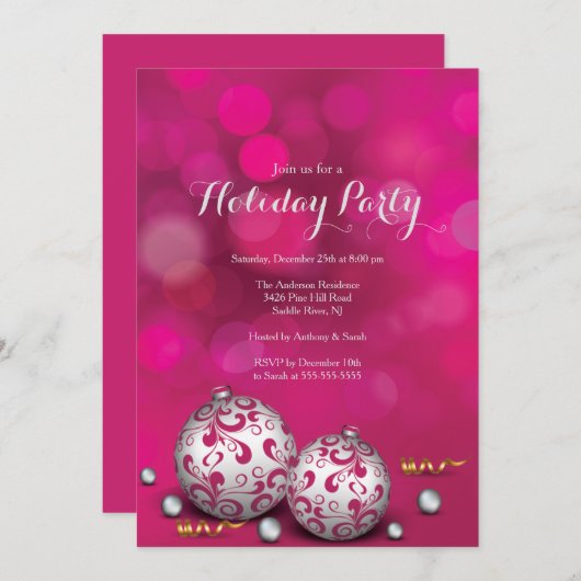 Fancy uitnodiging tot het indienen van feestdagen  (Voorkant / Achterkant)