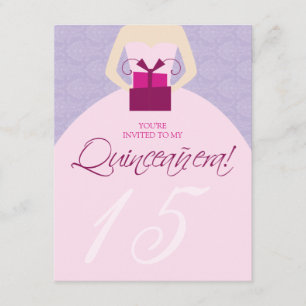 Fancy uitnodiging van Ball Gown Quinceanera (paars
