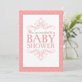 Fancy uitnodiging voor het roze Baby shower (Staand voorkant)