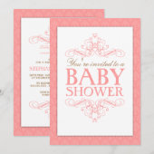 Fancy uitnodiging voor het roze Baby shower (Voorkant / Achterkant)