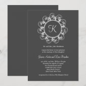 Fancy uitnodiging voor weddenschappen op monogram  (Voorkant / Achterkant)