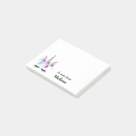 Fancy Unicorn Face Gepersonaliseerd Post-it® Notes (Schuin)