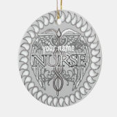 Fancy verpleegkundige met grijze caduceus keramisch ornament (Links)