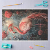 Fancy versierde Flamingo Nouveau & Rozen Tissuepapier (Craft)