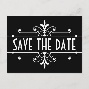 Fancy versiering Ebony Save the Date Briefkaart