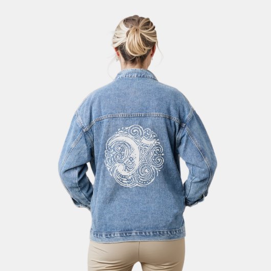 Fancy Victoriaans Calligrafie Monogram Y Vrouwen Denim Jacket (Model)