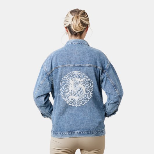 Fancy Victoriaans kalligrafie monogram S vrouwen Denim Jacket (Model)