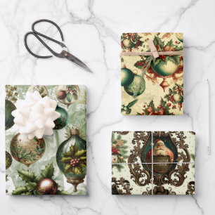 Fancy Victoriaans kerstset Inpakpapier Vel