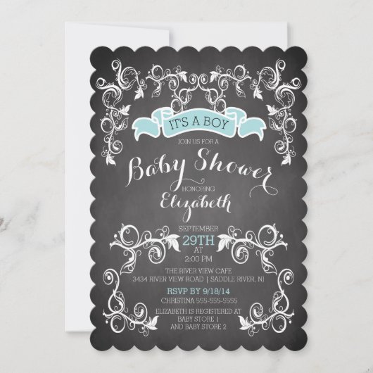 Fancy Vintage Chic Boys Baby shower Invitation (Devant)