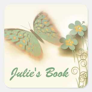 Fancy Vlinder & Bloemen Vierkante Sticker