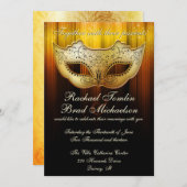 Fancy Vlourish Gold Masquerade Wedding Invite Kaart (Voorkant / Achterkant)