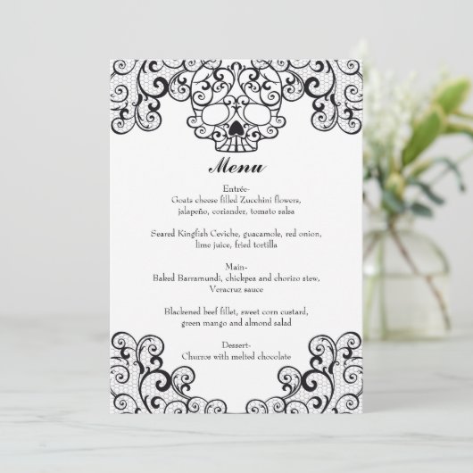 Fancy Vlurish 5x7" Weddenschap in zwart Menu (Staand voorkant)