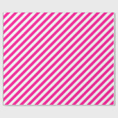 Fancy warm roze en wit gestreept patroon cadeaupapier (Vlak)