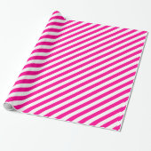 Fancy warm roze en wit gestreept patroon cadeaupapier (Uitgerold)