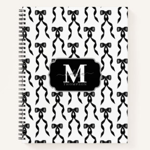 Fancy Waterverf Black Bow Monogrammed Notitieboek