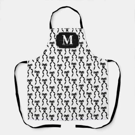 Fancy Waterverf Black Bow Monogrammed Schort (Voorkant)