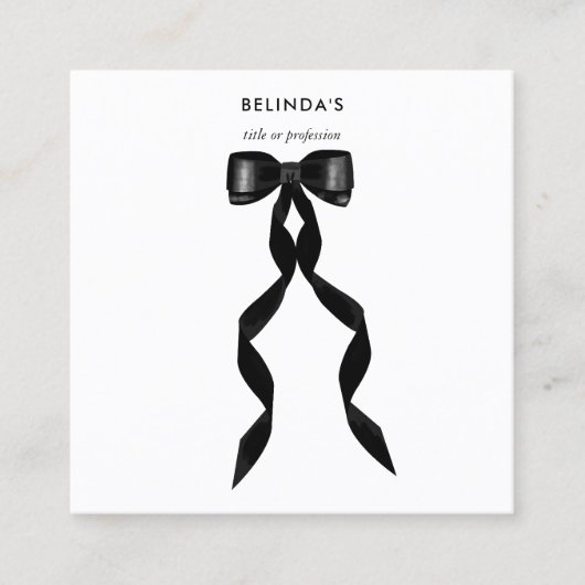 Fancy Waterverf Black Bow QR Code Social Media Vierkante Visitekaartje (Voorkant)