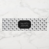 Fancy Waterverf Black Bow Verjaardag Waterfles Etiket (Enkel label)