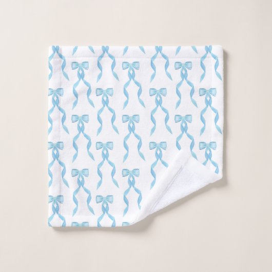 Fancy Waterverf Blue Bow Bad Handdoek (Wasdoekje)