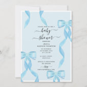 Fancy Waterverf Blue Bow Formal Baby shower Boy Kaart (Voorkant)