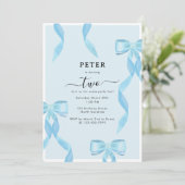 Fancy Waterverf Blue Bow Formal Kids Verjaardag Kaart (Staand voorkant)