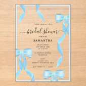 Fancy Waterverf Blue Bow Formal Vrijgezellenfeest Acryl Uitnodigingen (Voorkant)