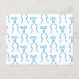 Fancy Waterverf Blue Bow Pattern Briefkaart