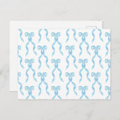 Fancy Waterverf Blue Bow Pattern Briefkaart (Voorkant / Achterkant)