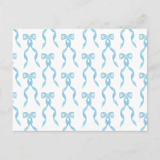 Fancy Waterverf Blue Bow Pattern Briefkaart (Voorkant)