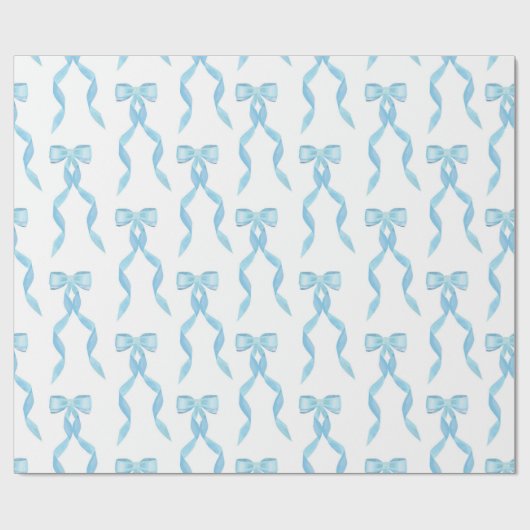 Fancy Waterverf Blue Bow Pattern Cadeaupapier (Vlak)