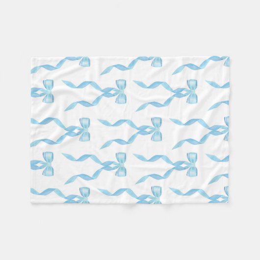 Fancy Waterverf Blue Bow Pattern Fleece Deken (Voorkant (Horizontaal))