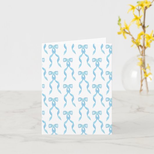 Fancy Waterverf Blue Bow Pattern Kaart (Gele Bloem)