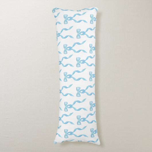 Fancy Waterverf Blue Bow Pattern Lichaamskussen (Voorkant Verticaal)