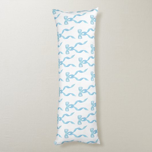 Fancy Waterverf Blue Bow Pattern Lichaamskussen (Achterkant (Verticaal))