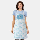 Fancy Waterverf Blue Bow Pattern Schort (Gedragen)