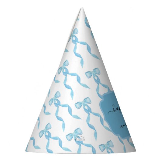 Fancy Waterverf Blue Bow Verjaardag Feesthoedjes (Links)
