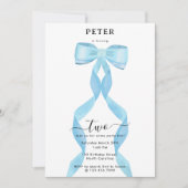 Fancy Waterverf Blue Bow Verjaardag Kaart (Voorkant)