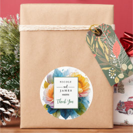 Fancy Waterverf Floral Ronde Sticker