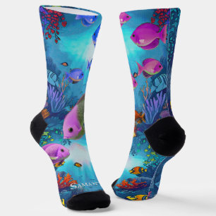 Fancy Waterverf Tropical Fish Crew Sokken