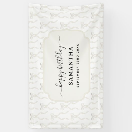 Fancy Waterverf Witte Boog Verjaardag Spandoek (Verticaal)