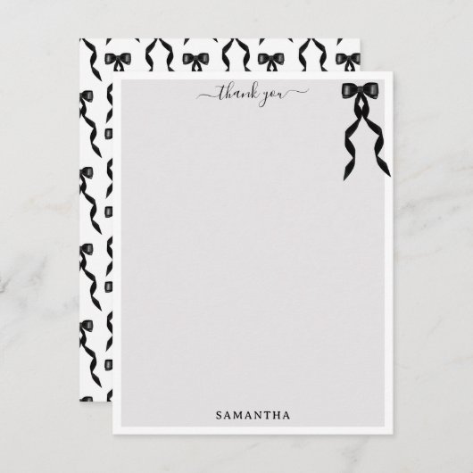 Fancy Waterverf zwarte boog gepersonaliseerd Bedankkaart (Voorkant / Achterkant)
