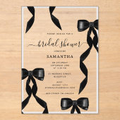 Fancy Waterverf Zwarte Strik Formele Bruidsdouche Acryl Uitnodigingen (Voorkant)