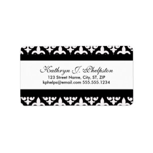 Fancy Wit Fleur-de-lis Gepersonaliseerd Adres Etiket