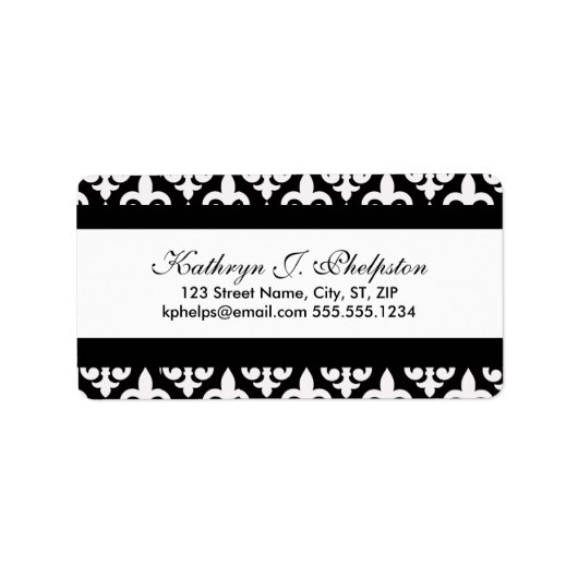 Fancy wit Fleur-de-lis gepersonaliseerd adres Etiket (Voorkant)