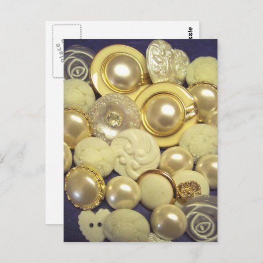 Fancy witte Button Collage Briefkaart (Voorkant / Achterkant)